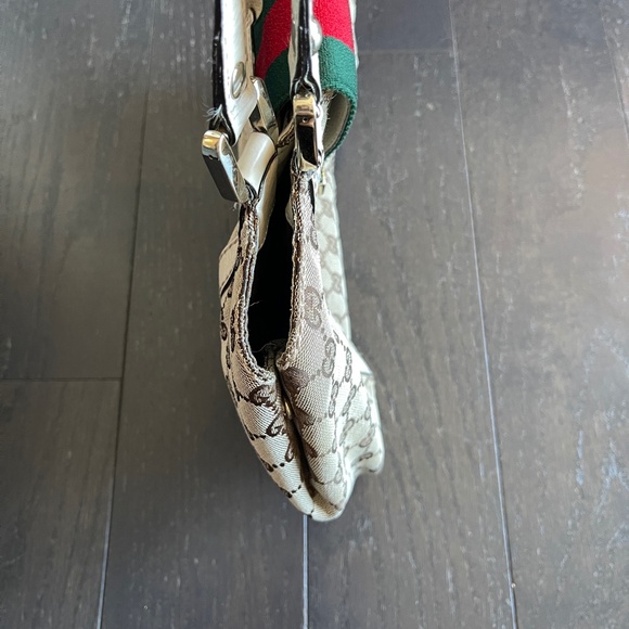 Gucci GG monogram Canvas leather Web beige/cream hobo Tote Bag classic - Picture 6 of 16